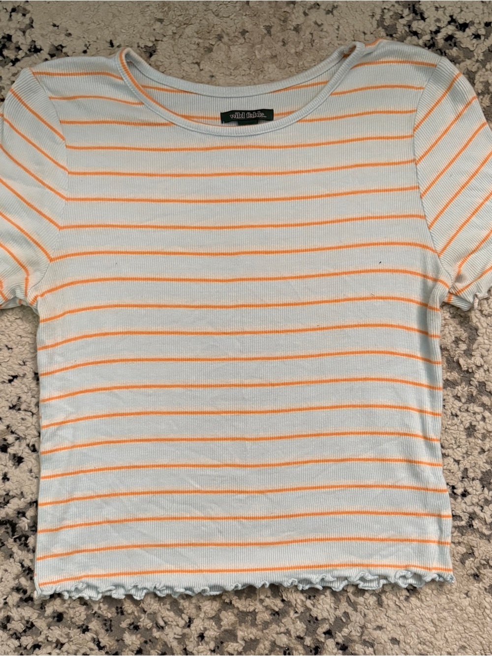 wild fable White and Orange Striped Ribbed Crop Top